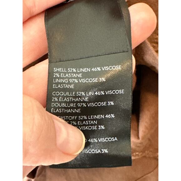 Anthropologie Maeve Puff Sleeve Brown Linen Back Cutout Mini Dress L - Picture 8 of 10